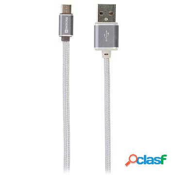 Cavo MicroUSB Skross Steel Line ChargeN Sync - 1m - Argento