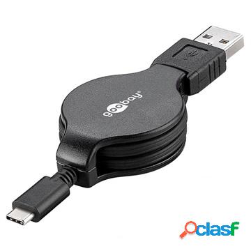 Cavo retrattile USB 2.0 / USB 3.1 di tipo C Goobay - nero