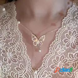 Collana Per donna Classico Chiaro Perle finte Farfalla Di