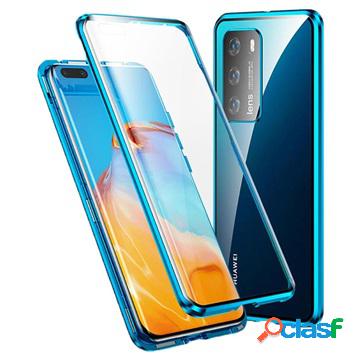 Custodia Magnetica Huawei P40 Pro con Vetro Temperato - Blu