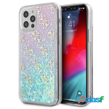 Custodia ibrida Guess 4G Liquid Glitter per iPhone 12 Pro