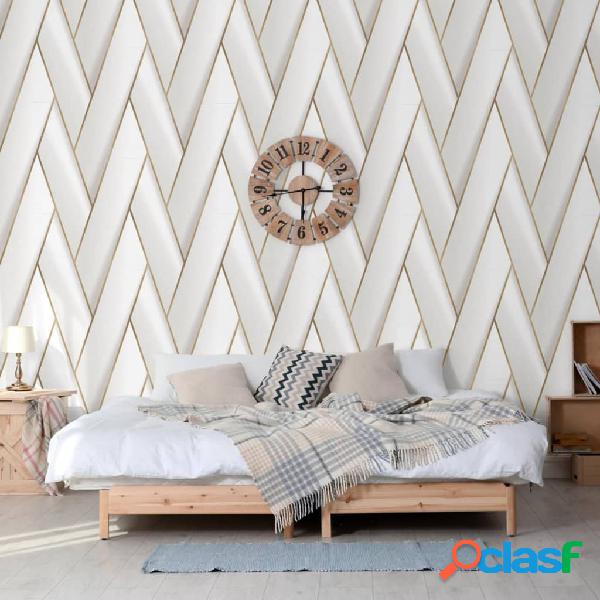 DUTCH WALLCOVERINGS Carta da Parati Geometric Bianco e Oro