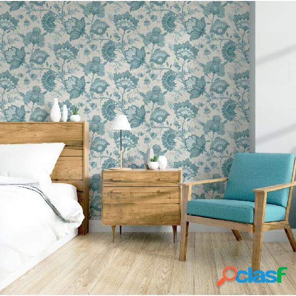 DUTCH WALLCOVERINGS Carta da Parati Krisha Bianco e Blu