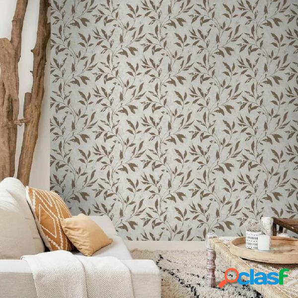 DUTCH WALLCOVERINGS Carta da Parati Leafs Beige e Marrone