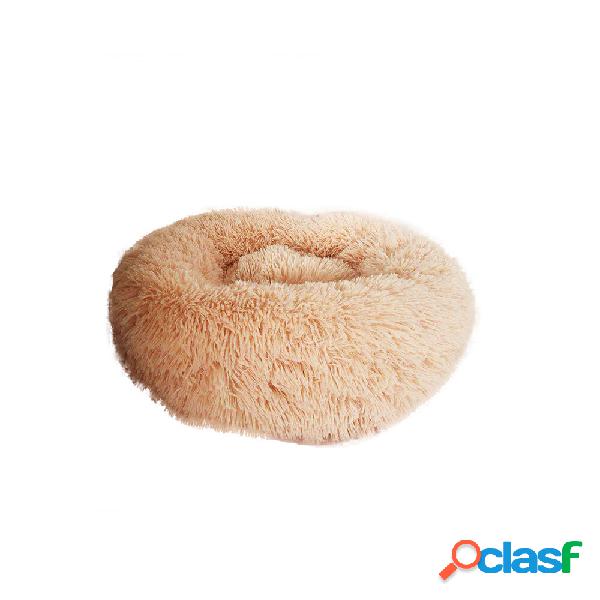 Divano letto per cuccia in peluche rimovibile rotondo beige