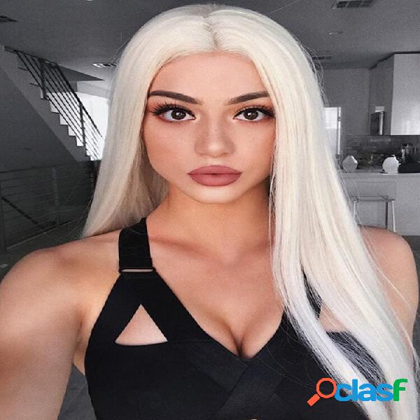 Donne bianche lungo rettilineo Capelli Copricapo completo in