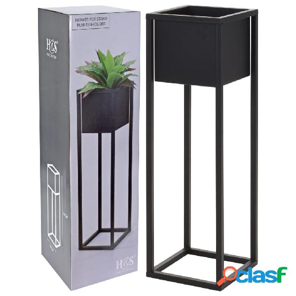 Home&Styling Vaso da Fiori con Supporto in Metallo Nero 70