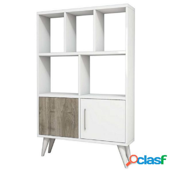 Homemania Libreria Ducky 90x22x105 cm Bianca e Noce