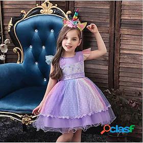 Kids Little Dress Girls' Rainbow Floral Unicorn Christmas