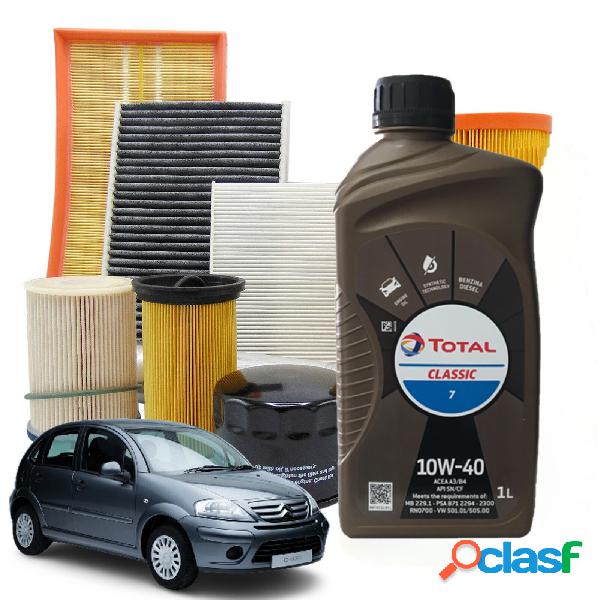 Kit tagliando Filtri Olio Total 10w40 Citroen C3 1.4 benzina