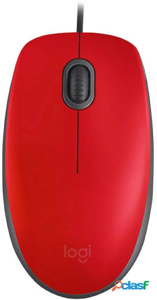 Logitech M110 SILENT Mouse USB Ottico Rosso 3 Tasti 1000 dpi