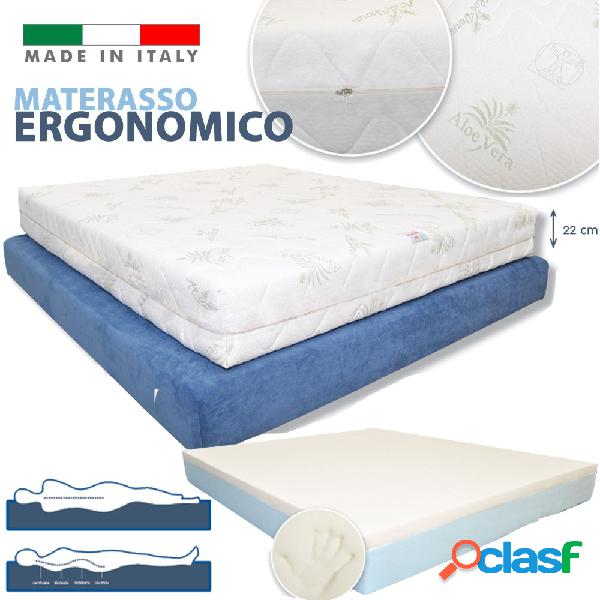 MATERASSO ERGONOMICO A 2 STRATI IN MEMORY E FOAM SPESSORE 22