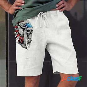 Mens Designer Stylish Elastic Waist Print Straight Shorts