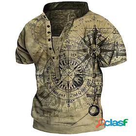 Mens Henley Shirt Tee T shirt Tee Graphic Patterned Machine