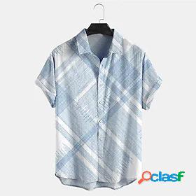 Mens Shirt Graphic Patterned Linear 3D Print Turndown Street
