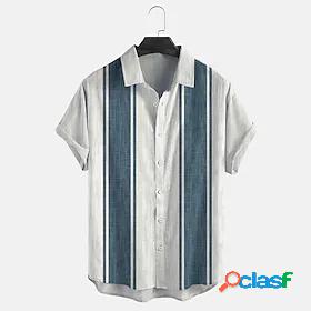 Mens Shirt Striped Graphic Patterned 3D Print Turndown