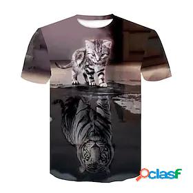 Men's Unisex Tee T shirt Tee Shirt Cat 3D 3D Print Crew Neck