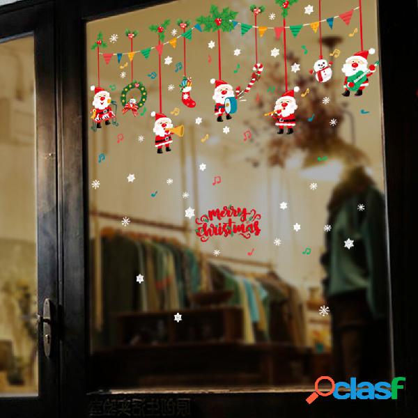 Miico SK9246 Adesivo murale Babbo Natale Cartoon finestra di