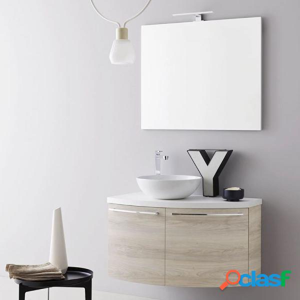 Mobile da bagno sospeso curvo asimmetrico destro da cm