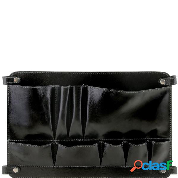 Modulo multifunzione in pelle con tasche Nero