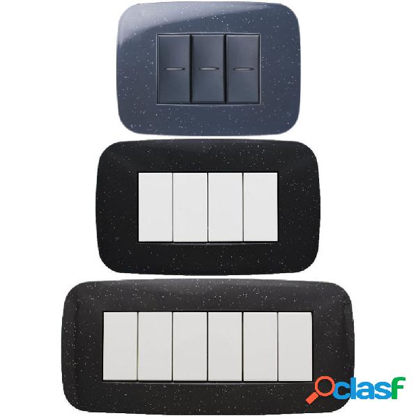 PLACCA FUTURA 3 4 6 MODULI NERO FLASH COMPATIBILE CON