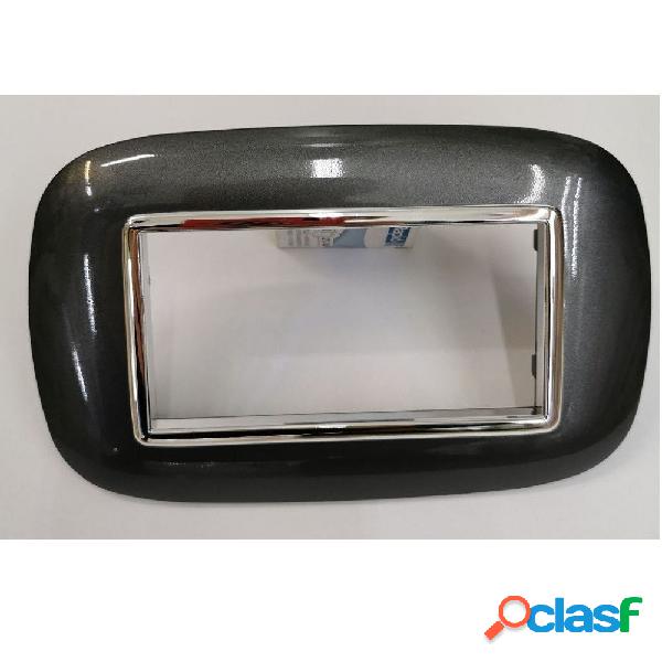 PLACCA OVAL 3 4 6 MODULI ACCIAIO SCURO COMPATIBILE CON