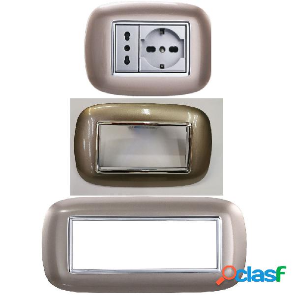 PLACCA OVAL 3 4 6 MODULI COLORE BRONZO COMPATIBILE CON
