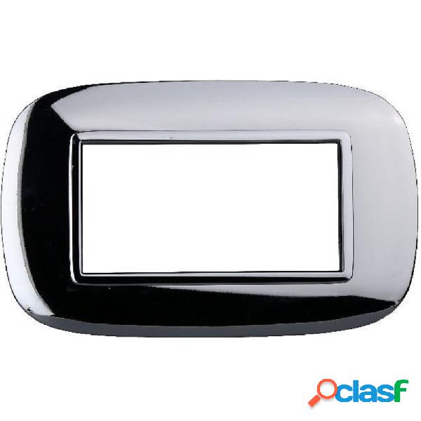PLACCA OVAL 3 4 6 MODULI COLORE CROMO LUCIDO COMPATIBILE