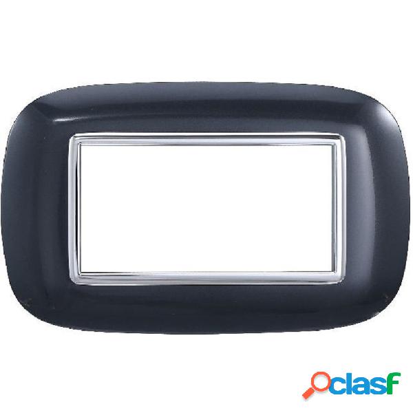 PLACCA OVAL 3 4 6 MODULI COLORE NERO COMPATIBILE CON BTICINO