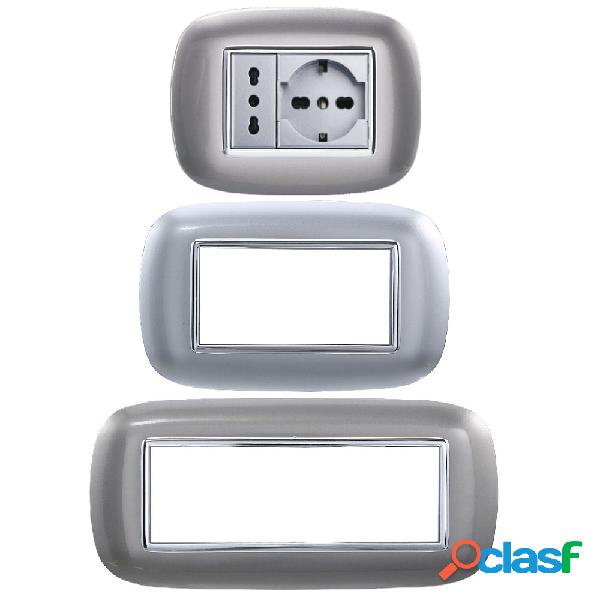 PLACCA OVAL 3 4 6 MODULI COLORE SILVER COMPATIBILE CON