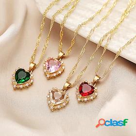 Pendant Necklace Womens Crystal Transparent Zircon Clear