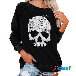 Per donna Felpa Maglione Teschi Stampa Halloween Fine