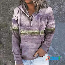 Per donna Felpa con cappuccio Colorato a macchie Informale