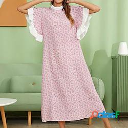 Per donna Vestito a trapezio Vestito maxi Rosa chiaro Manica