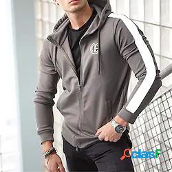 Per uomo Felpa con cappuccio a zip intera Giacca di pelle