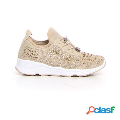 RENDA Sneaker con strass - beige