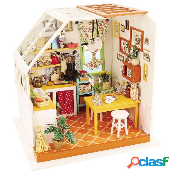 Robotime Kit in Miniatura Fai da Te Jason's Kitchen con Luce