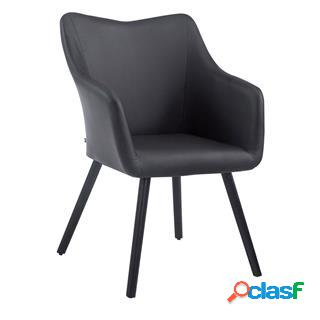 Sedia Sala dAttesa GREG, Gambe in Quercia color Nero, Pelle