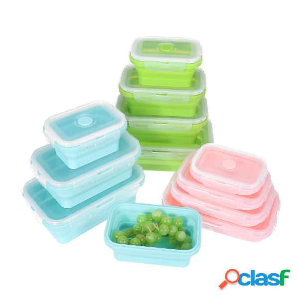 Set 4 contenitori pieghevoli Silicone Pranzo per alimenti