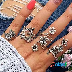 Set di anelli Feste Retrò Argento Lega Forma di fiore Di