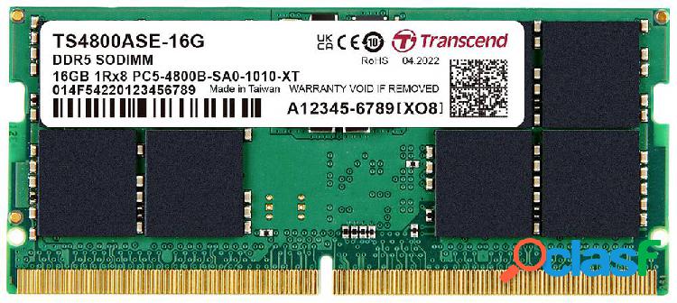 Transcend Modulo memoria Laptop DDR5 16 GB 1 x 16 GB ECC