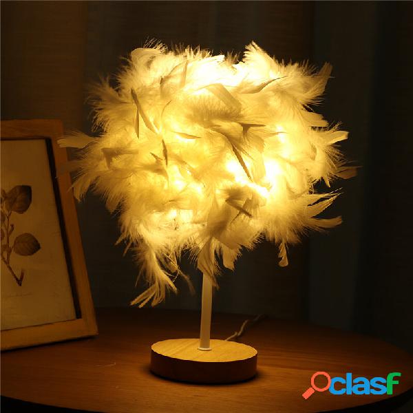 USB moderno bianco paralume in piuma lampada lampada ombra