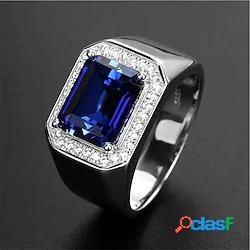Uomo Anello Matrimonio Classico Verde Blu Placcato in