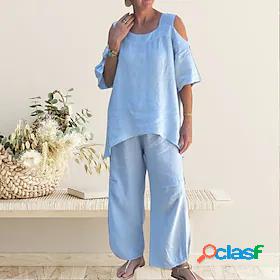 Womens 2 Pieces Loungewear Sets Comfort Sweet Pure Color