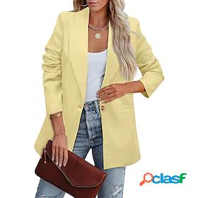 Womens Blazer Regular Coat White Black Pink Yellow Office /