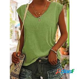 Womens Blouse T shirt Tee Basic Daily Plain Sleeveless V