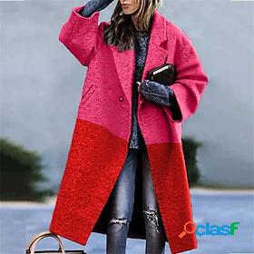 Womens Coat Oversize Long Coat Black Pink Yellow Khaki