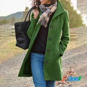 Womens Coat Smocked Long Coat Green Dark Grey Street