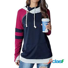 Womens Color Block Hoodie Patchwork Casual Daily Sports