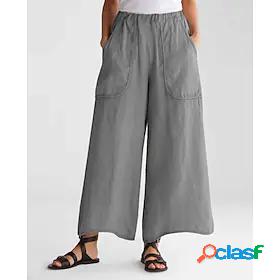 Womens Fashion Casual / Sporty Wide Leg Side Pockets Elastic